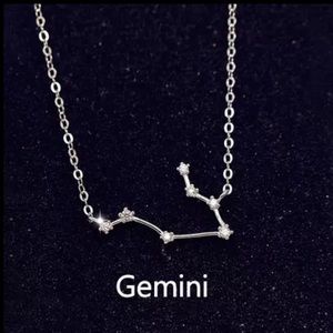 925 Sterling Silver CZ Gemini Necklace